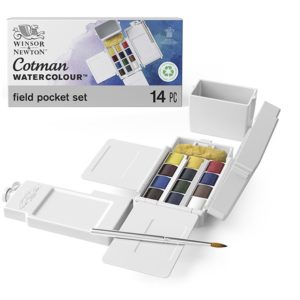 CAJA DE ACUARELA WINSOR & NEWTON X14 CON ESPONJA, PINCEL Y BOTELLA